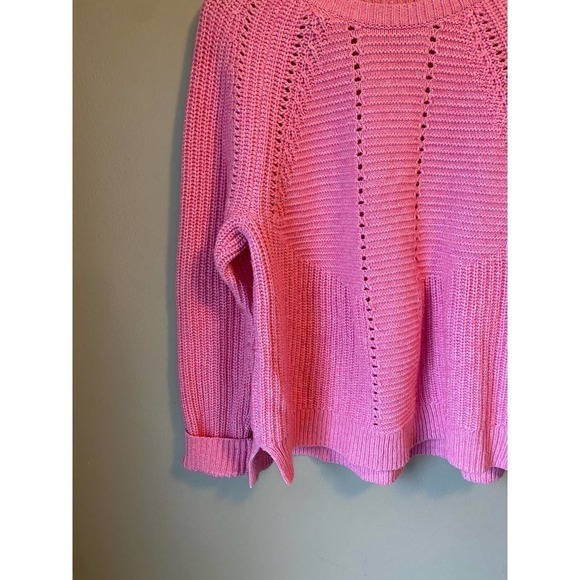 J. Crew Pointelle Knit Cable Pink Sweater - Picture 4 of 10
